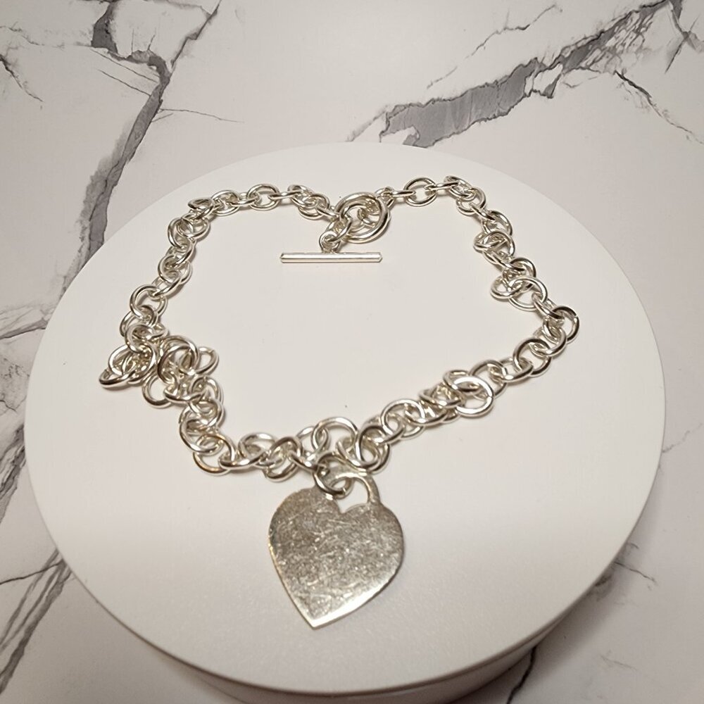 925 Silver Heart Charm Necklace - Picture 7 of 7